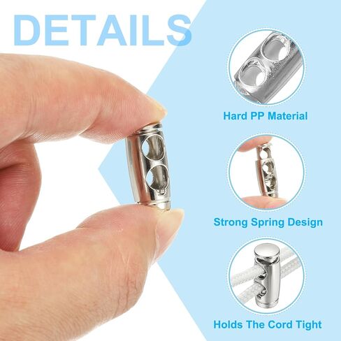 PATIKIL 30PCS Metal Cord Locks for Drawstrings, Spring Cord Lock Toggles Stopper Clamp 2 Holes Adjustable Slider End Fastener in Kuwait