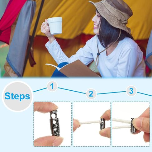 PATIKIL 30PCS Metal Cord Locks for Drawstrings, Spring Cord Lock Toggles Stopper Clamp 2 Holes Adjustable Slider End Fastener in Kuwait