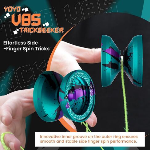 V8s Professional Yoyo for Kids, Responsive Yo-Yo for Beginners, Dual Mode Metal YoYo with Unresponsive Bearing for Advanced Players, Includes 12 Strings + Yo yo Case (Teal Black Purple ) in Saudi Arabia