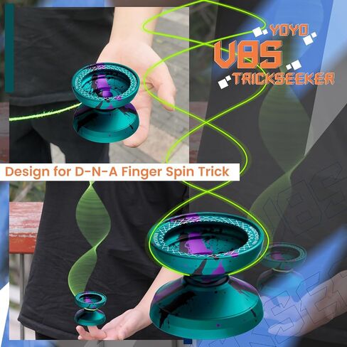 V8s Professional Yoyo for Kids, Responsive Yo-Yo for Beginners, Dual Mode Metal YoYo with Unresponsive Bearing for Advanced Players, Includes 12 Strings + Yo yo Case (Teal Black Purple ) in Saudi Arabia