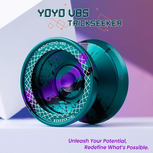 V8s Professional Yoyo for Kids, Responsive Yo-Yo for Beginners, Dual Mode Metal YoYo with Unresponsive Bearing for Advanced Players, Includes 12 Strings + Yo yo Case (Teal Black Purple ) in Saudi Arabia