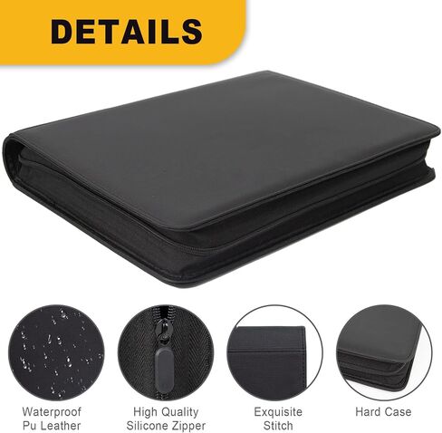 Toploader Binder ، يمتلك 360 من Toploaders ، Top Loader Binder مع 9 جيوب للبطاقات الصلبة 3 "× 4" ، موثق بطاقات الجيوب ذات الوجهين على الوجهين لبطاقات التداول أو البطاقات الرياضية (أسود) in Kuwait