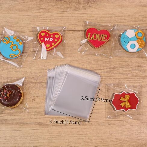 100Pcs 4 x 6 Inch Clear Cellophane Bags for Cookies, Rice Krispie Treats, Macarons, Brownies, Soap, Chocolate Truffles, Candy - Ideal for Wedding & Birthday Party Favors in Kuwait
