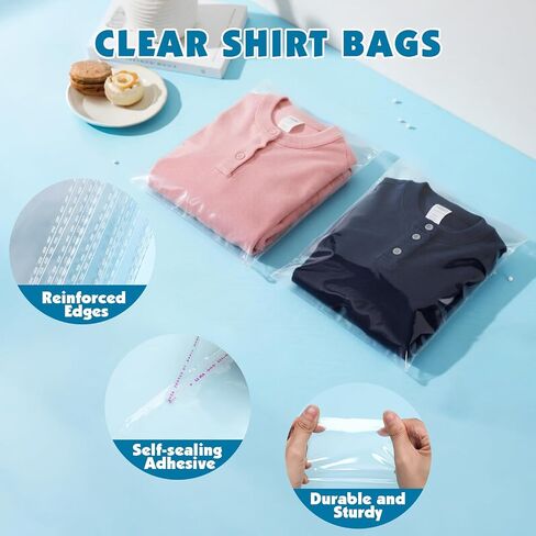 NUITPY 58 Pcs Clear Cellophane Bags, 14x20 Inch Resealable Poly Bag, Self Sealing Shirt Bags, Clear Bag for Clothes, magazine, postcard in Saudi Arabia