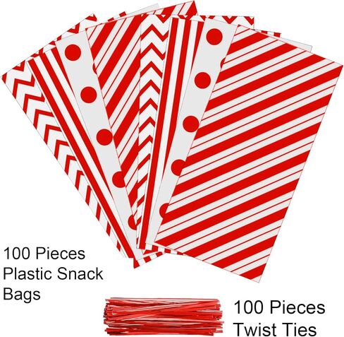 Aneco 100 Pack Rainbow Cellophane Bags 10.6 x 5.1 Inch Plastic Candy Bags Gift Bags Goodie Bags with Twist Ties for Valentine, Birthday, Gift Cookie Snack Packing Party Favor Supplies in Saudi Arabia