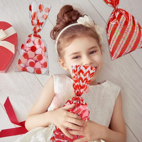 Aneco 100 Pack Rainbow Cellophane Bags 10.6 x 5.1 Inch Plastic Candy Bags Gift Bags Goodie Bags with Twist Ties for Valentine, Birthday, Gift Cookie Snack Packing Party Favor Supplies in Saudi Arabia