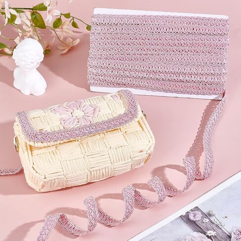 PH PandaHall 13 Yards Polyester Gimp Braid Trim, 5/8 inch Polyester Fringe Trim Fabric Ribbon for Costume Making DIY Crafts Home Decor Curtain Sofa Costume Decoration, Pink in Saudi Arabia