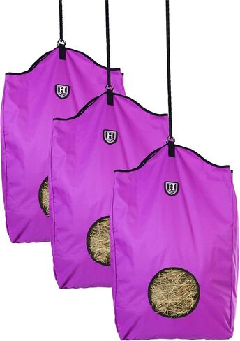 Harrison Howard Premium Date Horse Hay Bag Slow Feed Hay Bag مقاومة للماء حمل حصان كبير 3pcs الأرجواني in Saudi Arabia