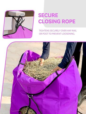 Harrison Howard Premium Date Horse Hay Bag Slow Feed Hay Bag مقاومة للماء حمل حصان كبير 3pcs الأرجواني in Saudi Arabia