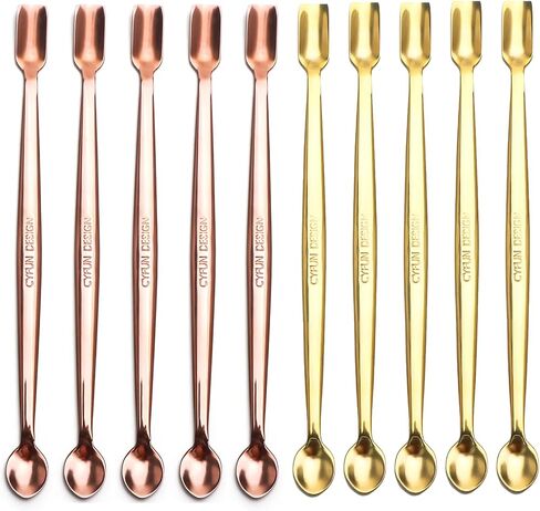 Briartw 10-Pack Gold & Rose Gold Craft Spoons | Dual Head for Resin, Glitter, Epoxy | Easy Clean in Saudi Arabia