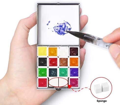 Handmade Watercolors Paint Set, 6 Shimmer Metallic Half Pans Solid Watercolor Paints,Mini Portable Travel Tin Box Glitter Sparkle Pearlescent Watercolour for Artists, Hobbyist.Macaroon in Saudi Arabia