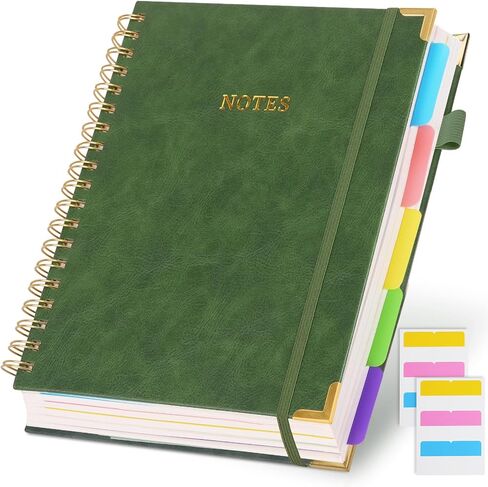 دفتر ملاحظات حلزوني Hardcover مع علامات تبويب المقسمات ، 300 صفحة 8 "× 10" (B5) جلدية 5 دفتر ملاحظات ، مجلة كبيرة للتغلب in Kuwait