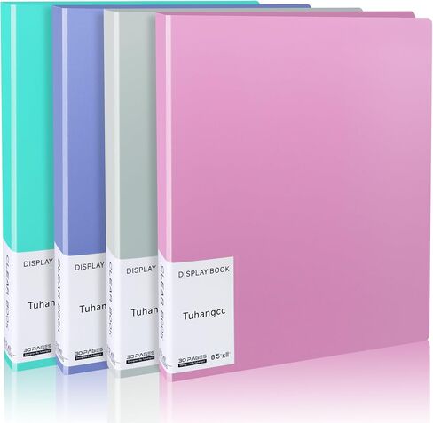 Tuhangcc 30 جيب الموثق مع الأكمام البلاستيكية 8.5 "x11" ، مجلد محفظة فنية شديدة التحمل مع واقيات صفيحة واضحة ، عرض عرض تقديمي 60 صفحة من الأعمال الفنية (الوردي ، حزمة واحدة) in Kuwait