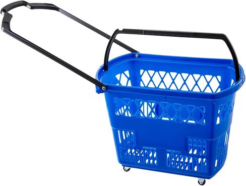 عربات التسوق Mophorn 6pcs ، سلال التسوق الأزرق مع مقابض ، سلة تسوق بلاستيكية مع عجلات ، سلة تسوق محمولة لمتجر البيع بالتجزئة in Kuwait