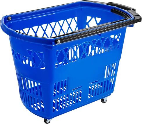عربات التسوق Mophorn 6pcs ، سلال التسوق الأزرق مع مقابض ، سلة تسوق بلاستيكية مع عجلات ، سلة تسوق محمولة لمتجر البيع بالتجزئة in Kuwait