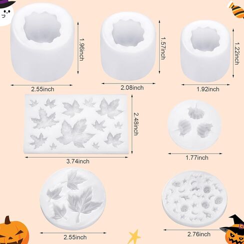 Janinka 108 PCS Fall Fall Pumpkin Silicone Candle Moulds Halloween Halloween 3D DIY Craft Resin Making Kit Epoxy Maple Ghost Craft for Fall Harvest Making Candle Fondant Soap Candy Clay Tools in Saudi Arabia