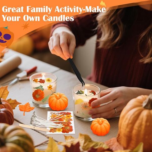 Janinka 108 PCS Fall Fall Pumpkin Silicone Candle Moulds Halloween Halloween 3D DIY Craft Resin Making Kit Epoxy Maple Ghost Craft for Fall Harvest Making Candle Fondant Soap Candy Clay Tools in Saudi Arabia
