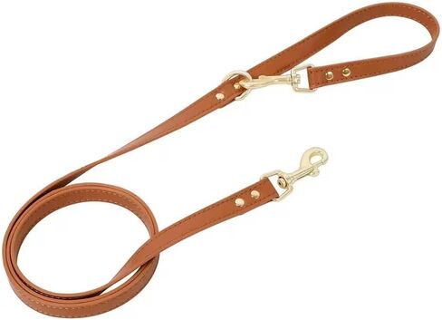تسخير قطة Loudik Leather Cat ومجموعة المقود ، 6 ألوان متوفرة ، سترة قابلة للتعديل للحيوانات الأليفة مع القوس ، مقاومة للماء ، أحجام S/M ، مقود 120 سم (مجموعة كاملة - بني ، M （6-10 كجم）) in Kuwait