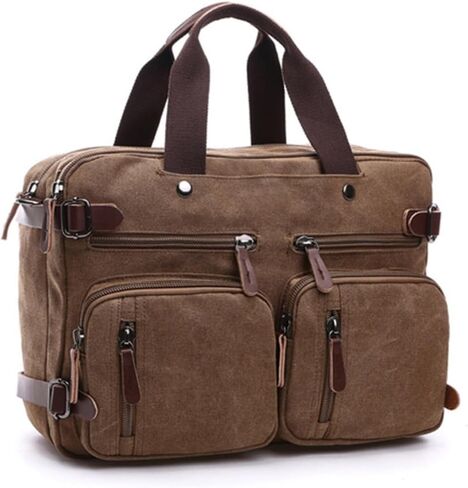 Messenger Bag，Waterproof Vintage Genuine Leather Canvas Laptop Bag Messenger Bag Briefcase Vintage Crossbody Shoulder Bag in Saudi Arabia