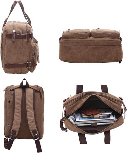 Messenger Bag，Waterproof Vintage Genuine Leather Canvas Laptop Bag Messenger Bag Briefcase Vintage Crossbody Shoulder Bag in Saudi Arabia