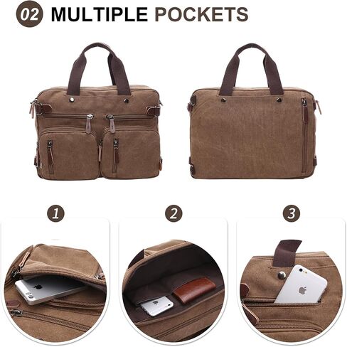 Messenger Bag，Waterproof Vintage Genuine Leather Canvas Laptop Bag Messenger Bag Briefcase Vintage Crossbody Shoulder Bag in Saudi Arabia