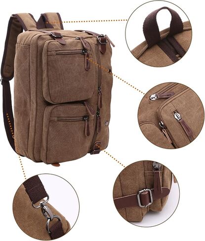 Messenger Bag，Waterproof Vintage Genuine Leather Canvas Laptop Bag Messenger Bag Briefcase Vintage Crossbody Shoulder Bag in Saudi Arabia