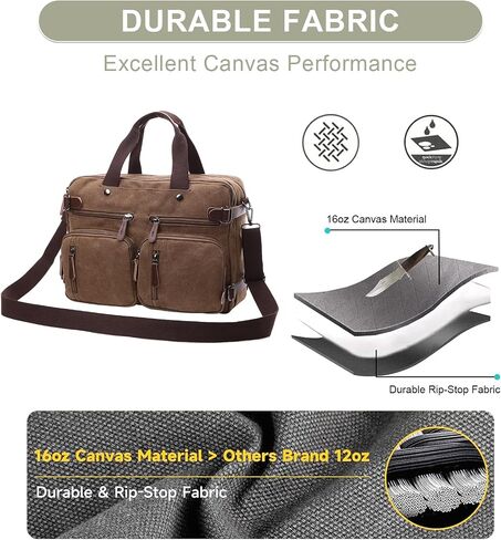 Messenger Bag，Waterproof Vintage Genuine Leather Canvas Laptop Bag Messenger Bag Briefcase Vintage Crossbody Shoulder Bag in Saudi Arabia