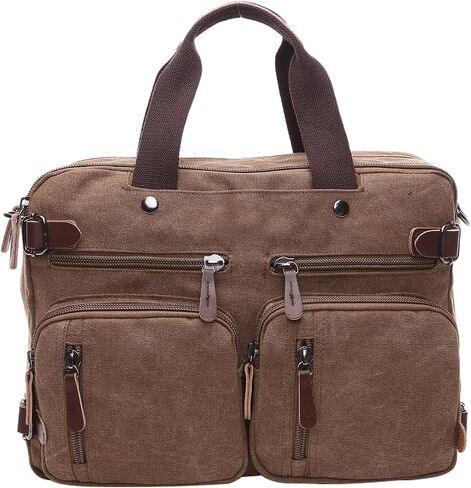 Messenger Bag，Waterproof Vintage Genuine Leather Canvas Laptop Bag Messenger Bag Briefcase Vintage Crossbody Shoulder Bag in Saudi Arabia