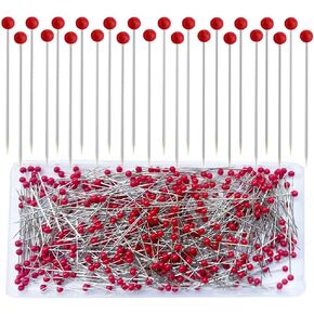 SUNENLYST 500 PCS دبابيس الخياطة ، 1.75 بوصة دبابيس زجاجية زجاجية طويلة طويلة رأس الدبابيس مستقيمة للنسيج ، خياطة الفولاذ المقاوم للصدأ للخياطة ، الحرف ، صنع المجوهرات ، DIY in Kuwait
