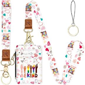 Be Yourself 2-in-1 ID Badge Holder & Lanyard Wallet for Teachers,Nurse,Professionals-Cute Zippered Coin Pouch,Removable Wristlet & Neck Lanyard,5 Card Slots Stylish Work Essential in Saudi Arabia