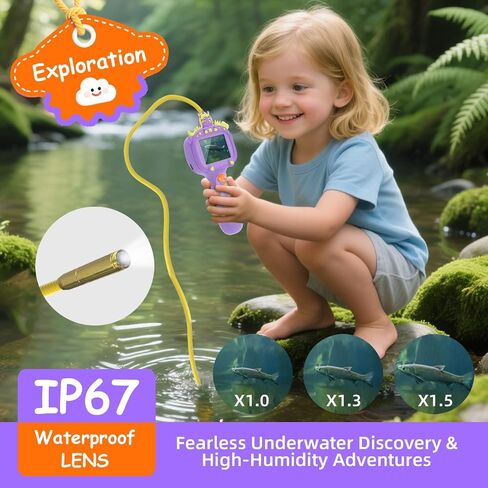 Borescope Snake Camera Camera مع الأنبوب الخفيف والمرن للأطفال - لعبة العلوم العلمية التعليمية للبنين والبنات الذين تتراوح أعمارهم بين 3 و 10 سنوات ، عيد ميلاد للاستكشاف الطبيعي - الأرجواني in Kuwait