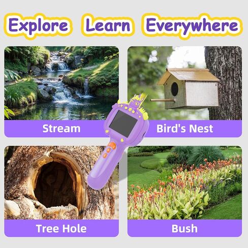 Borescope Snake Camera Camera مع الأنبوب الخفيف والمرن للأطفال - لعبة العلوم العلمية التعليمية للبنين والبنات الذين تتراوح أعمارهم بين 3 و 10 سنوات ، عيد ميلاد للاستكشاف الطبيعي - الأرجواني in Saudi Arabia