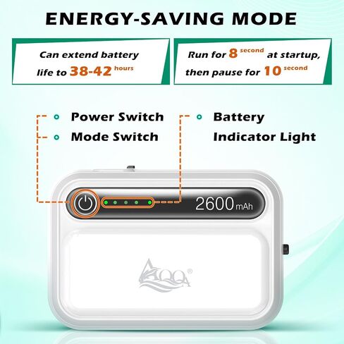 AQQA USB Aquarium Air Pump - Aerator قابلة لإعادة الشحن المحمولة لدلو الطعم ، 4W/6W بطارية مضخة الهواء مضخة حوض السمك ، ومضخة هواء أسماك هادئة مضخة الأكسجين مقابل 0-150 جالون (4W) in Saudi Arabia