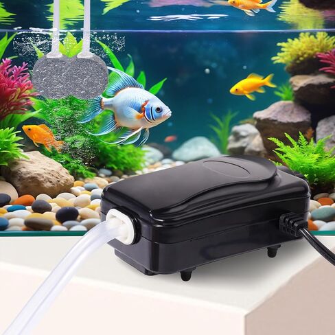 Dual Outlet Aquarium Air Pump Kit – Includes 2 Sponge Filters, Air Stones, Check Valves & Tubing in Saudi Arabia