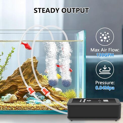 fishkeeper Aquarium Air Pump, 12W 320GPH Ultra Quiet Fish Powerful Fish Tank Air Pump with Four Outlet Adjustable Oxygen Aerator Pump with Air Stone Bubbler for 30-600 Gallon Tanks in Kuwait