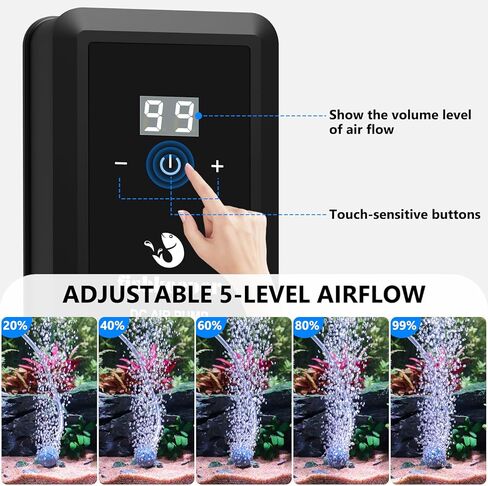 fishkeeper Aquarium Air Pump, 12W 320GPH Ultra Quiet Fish Powerful Fish Tank Air Pump with Four Outlet Adjustable Oxygen Aerator Pump with Air Stone Bubbler for 30-600 Gallon Tanks in Kuwait