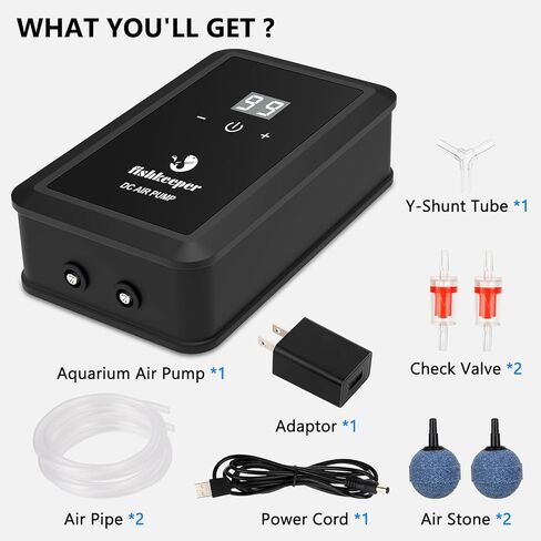 fishkeeper Aquarium Air Pump, 12W 320GPH Ultra Quiet Fish Powerful Fish Tank Air Pump with Four Outlet Adjustable Oxygen Aerator Pump with Air Stone Bubbler for 30-600 Gallon Tanks in Kuwait