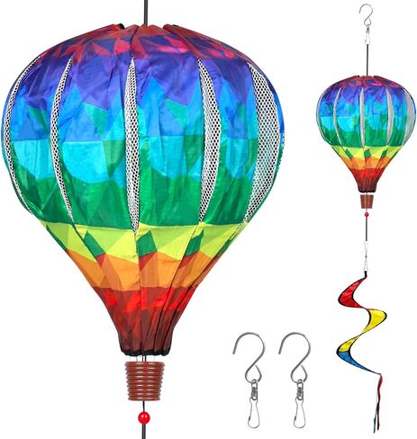 2pcs عملاق قوس قوس قزح بالون البالون المغازل الرياح 14 "W × 59" H كبيرة متعددة الألوان الزخارف الزخارف الزخارف لزخارف الحديقة في الهواء الطلق الفناء in Kuwait