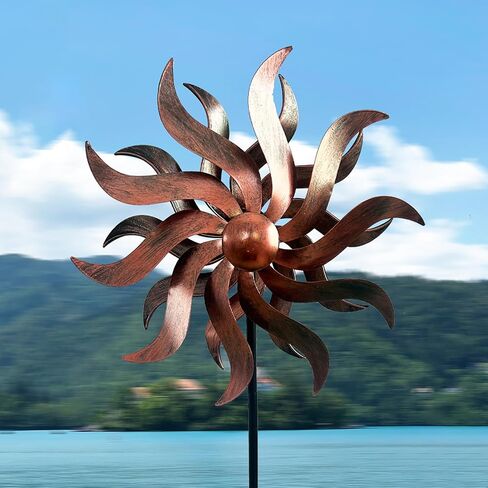 360 Degree Metal Wind Spinner - Classical Willow Leaves Design for Patio, Lawn & Garden Decor in Saudi Arabia