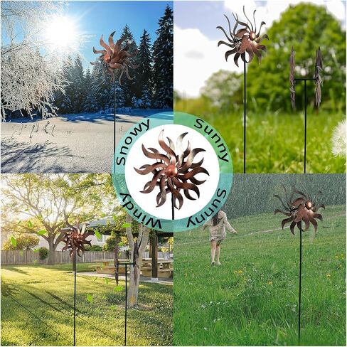 360 Degree Metal Wind Spinner - Classical Willow Leaves Design for Patio, Lawn & Garden Decor in Saudi Arabia