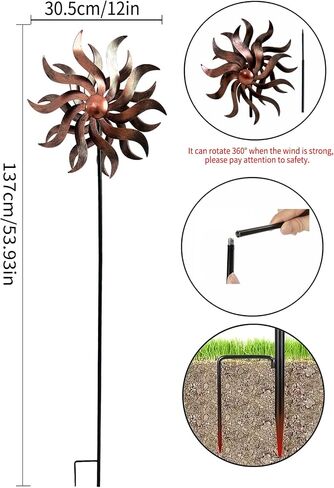 360 Degree Metal Wind Spinner - Classical Willow Leaves Design for Patio, Lawn & Garden Decor in Saudi Arabia