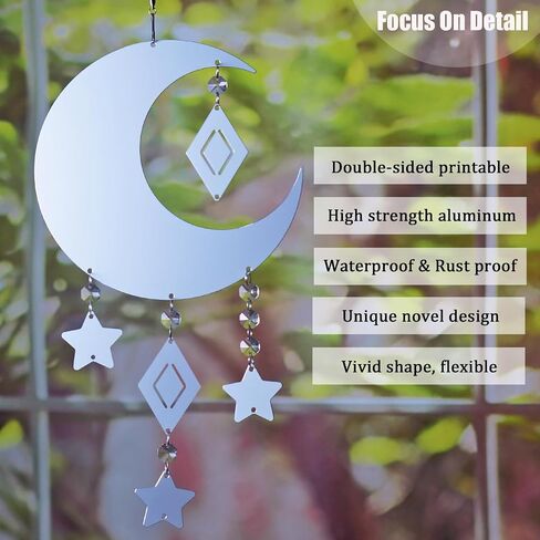 4Pack 8inch Sublimation Wind Spinner Blanks 3D Aluminum Metal Wind Sculpture Kinetic Spinners for Yard and Garden Indoor Art Ornaments Hanging Decoration (Moon) in Kuwait