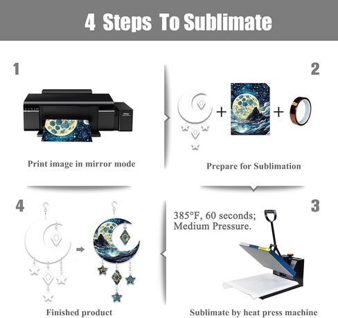 4Pack 8inch Sublimation Wind Spinner Blanks 3D Aluminum Metal Wind Sculpture Kinetic Spinners for Yard and Garden Indoor Art Ornaments Hanging Decoration (Moon) in Kuwait