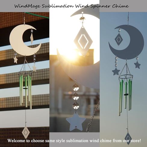 4Pack 8inch Sublimation Wind Spinner Blanks 3D Aluminum Metal Wind Sculpture Kinetic Spinners for Yard and Garden Indoor Art Ornaments Hanging Decoration (Moon) in Kuwait