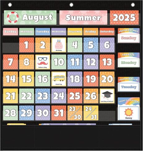 All-in-One Calendar Weather Pocket Chart - Interactive Preschool Learning Board for Morning Meeting Circle Time, with Seasons Months Days Weather Cards (Homeschool/Daycare) in Saudi Arabia