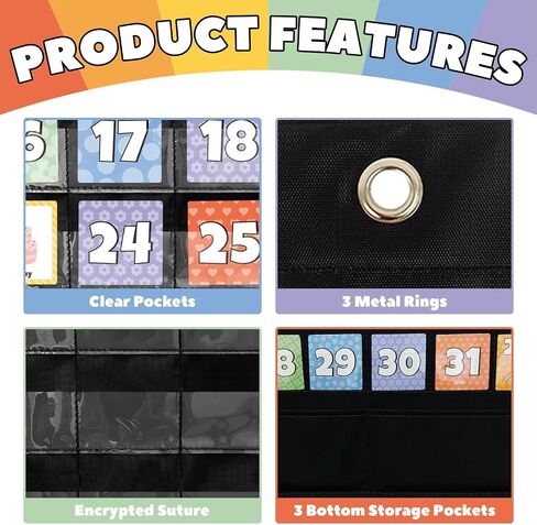 All-in-One Calendar Weather Pocket Chart - Interactive Preschool Learning Board for Morning Meeting Circle Time, with Seasons Months Days Weather Cards (Homeschool/Daycare) in Saudi Arabia