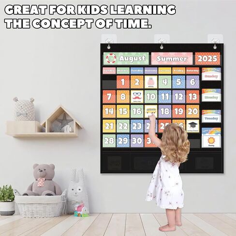 All-in-One Calendar Weather Pocket Chart - Interactive Preschool Learning Board for Morning Meeting Circle Time, with Seasons Months Days Weather Cards (Homeschool/Daycare) in Saudi Arabia