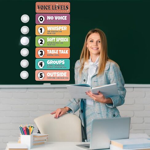 6PCS School Push Lights Level Level Poster ملصق للصفوف الفصول الصوتية الصوتية الصوتية. in Saudi Arabia