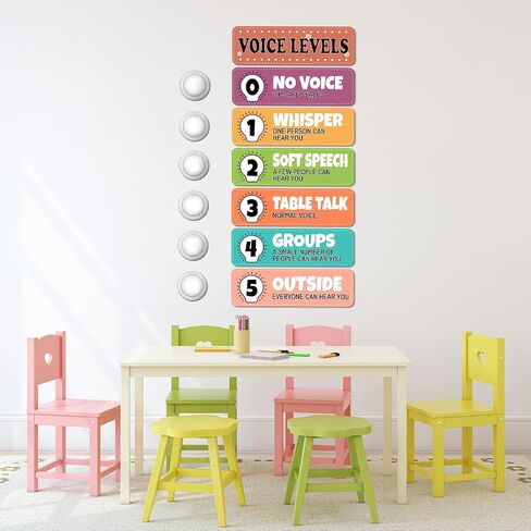 6PCS School Push Lights Level Level Poster ملصق للصفوف الفصول الصوتية الصوتية الصوتية. in Saudi Arabia