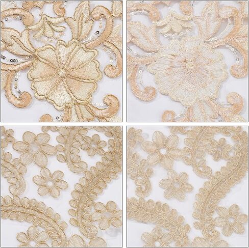 arricraft 2 Pcs Gold 3D Applique Flowers Lace Patch, 2 Styles Embroidery Lace Collar Fabric Trim Applique Sew On Flower Fabric Collar Patch for DIY Wedding Dress Decor in Saudi Arabia